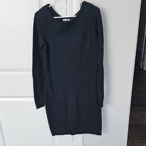 Old Navy Black Sweater Dress Bateau Neckline Long Sleeves